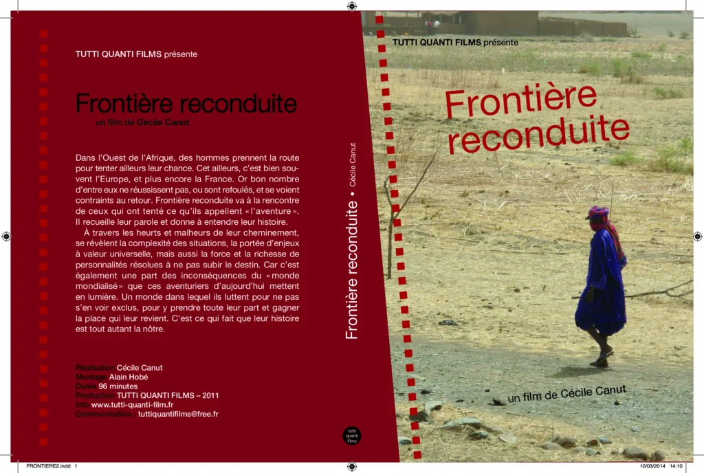 Promotional artwork for the film Frontière reconduite, including synopsis and technical details