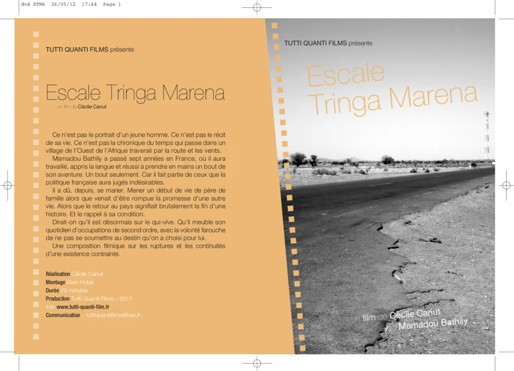 Promotional artwork for the film Escale Tringa Marena, including synopsis and technical details